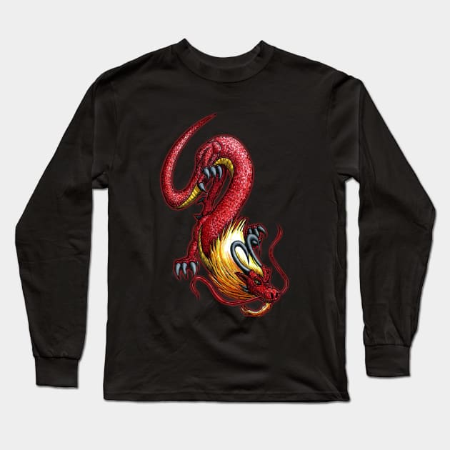 Red Dragon Long Sleeve T-Shirt by BlademanUnitPi